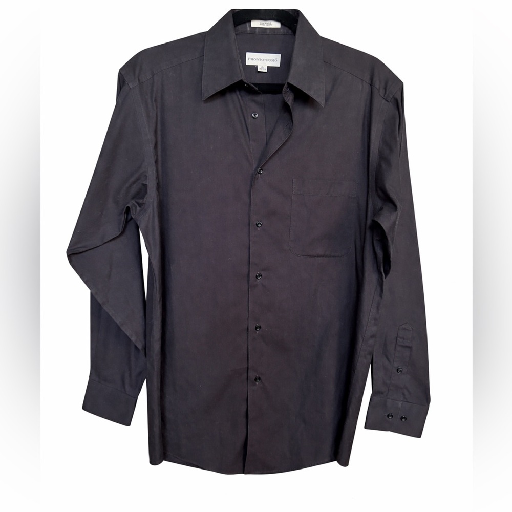 Pronto Uomo Men’s 15 32/33 Black Long Sleeve Dress Shirt Button Up